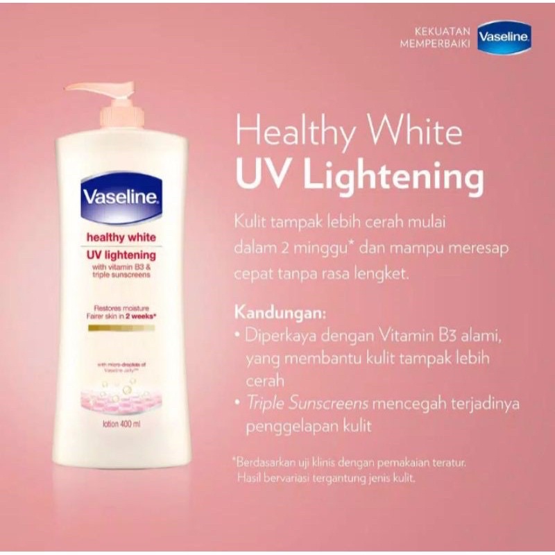 VASELINE BODY LOTION 400 ML PUMP HEALTHY BRIGHT UV EXTRA BRIGHTENING