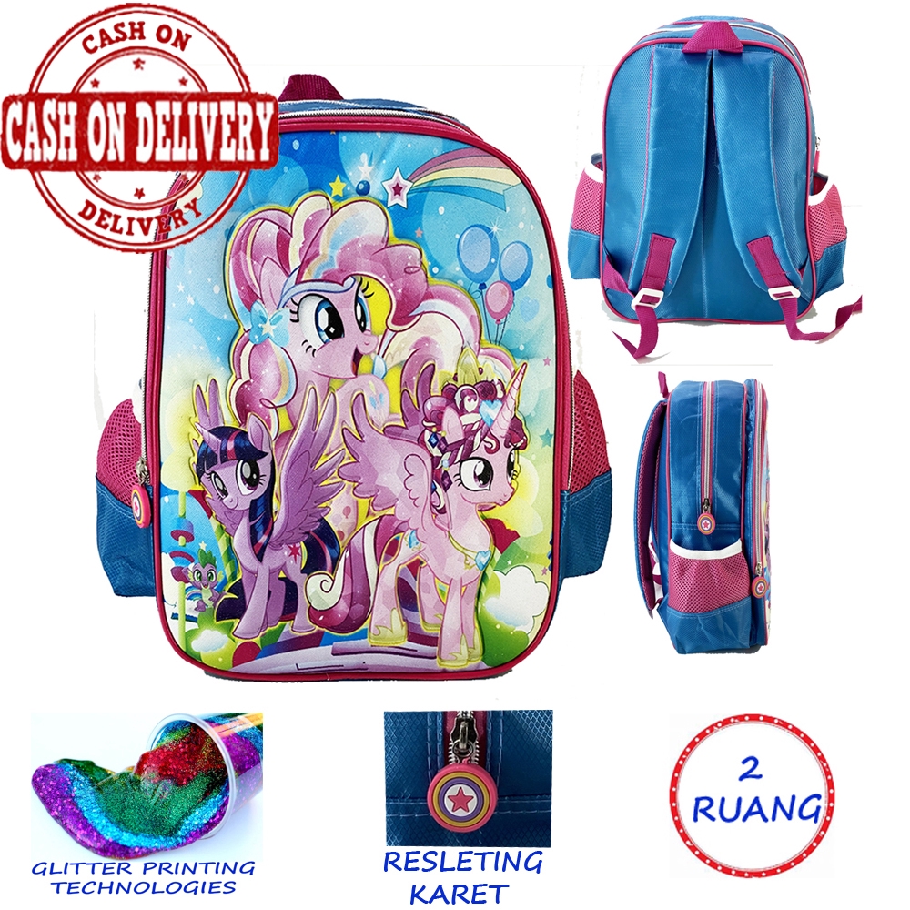 PALING MURAH Tas Ransel Sekolah Anak TK SD 7D Gliter + Timbul IMPORT laki laki perempuan karakter ta