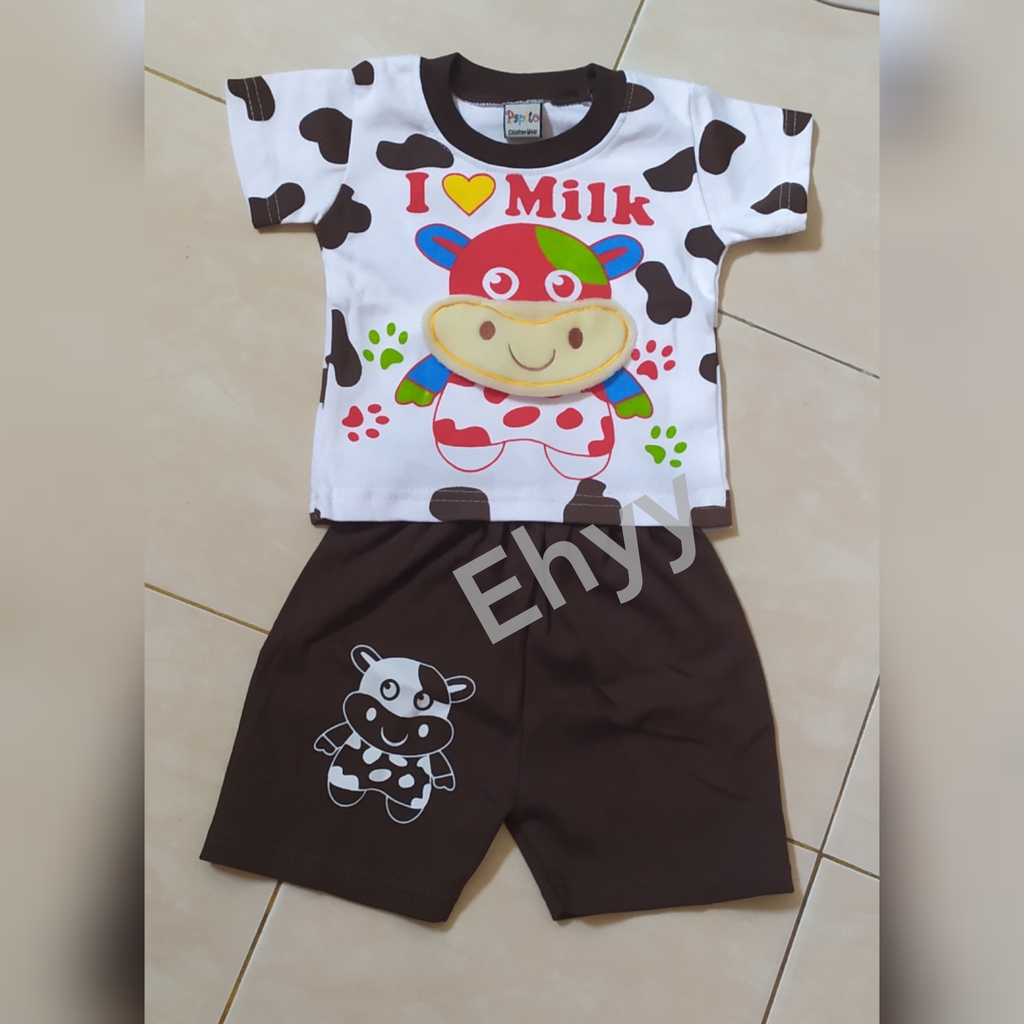 Setelan Pakaian Bayi Anak I Love Milk 3 - 9 Bulan