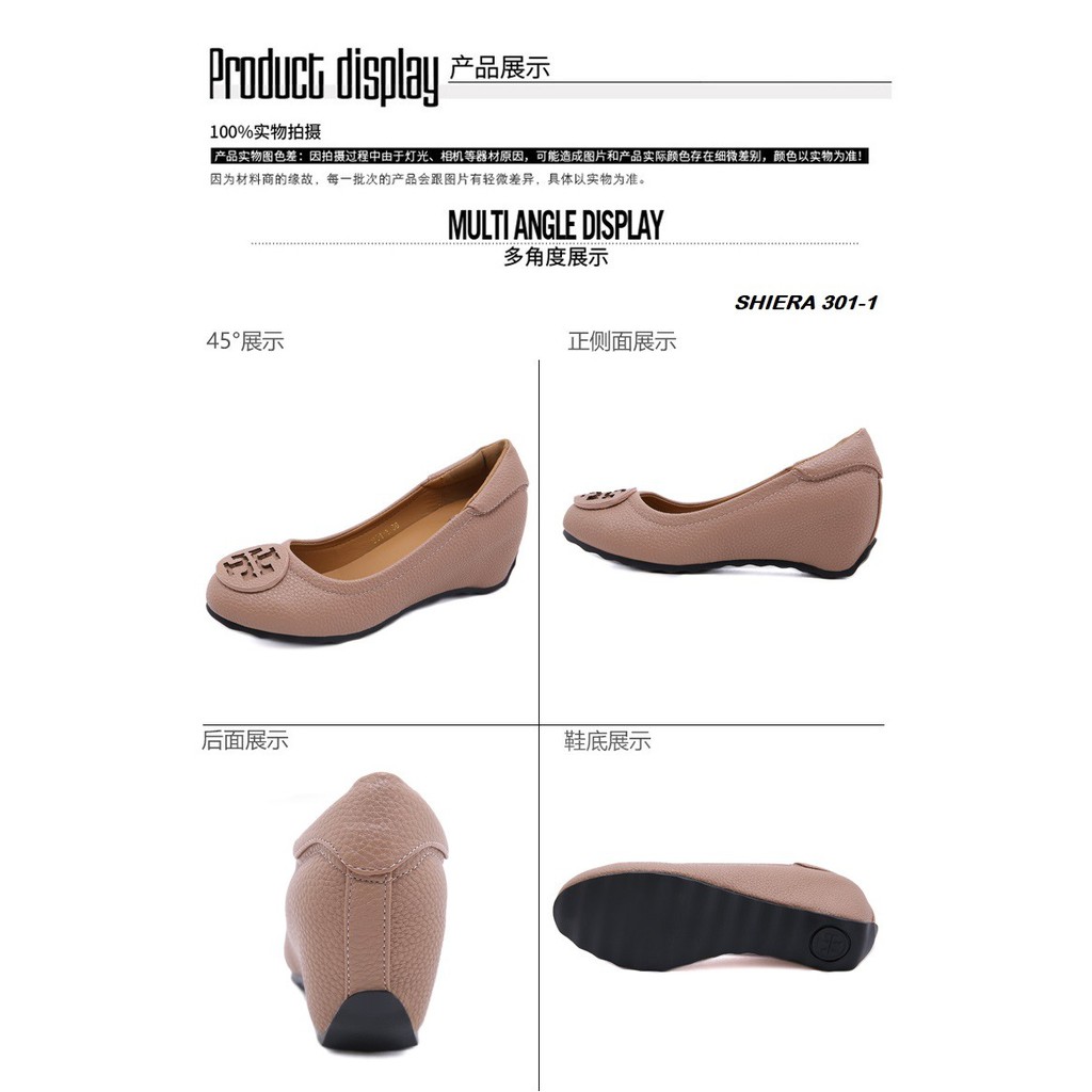 SEPATU WANITA WEDGES SHOES KULIT 301-1 (RESTOCK)