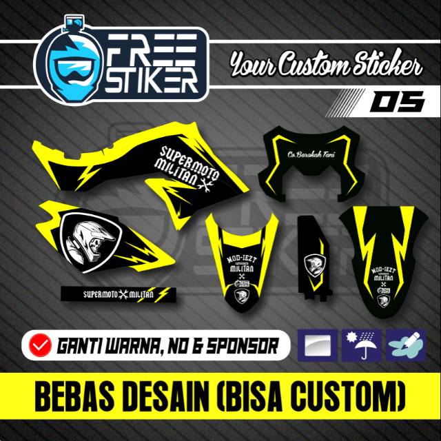 DECAL DTRACKER  DECAL DTRAKER DTX KLX 150 SUPERMOTO MILITAN KUNING STABILO HIJAU BISA REQUEST COD