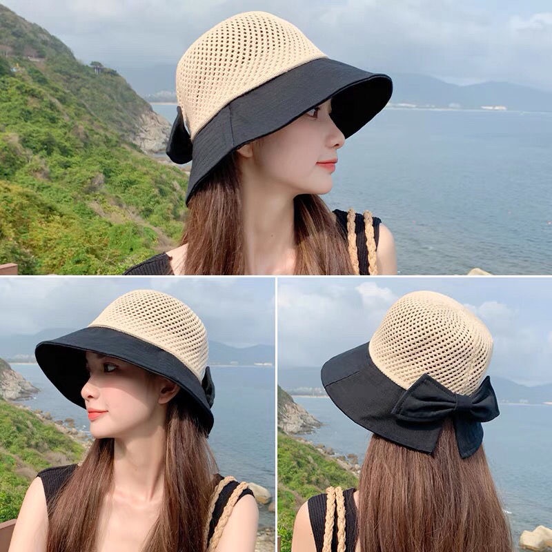 Topi Bucket Wanita Bahan Mesh Gaya Korea Untuk Musim Panas