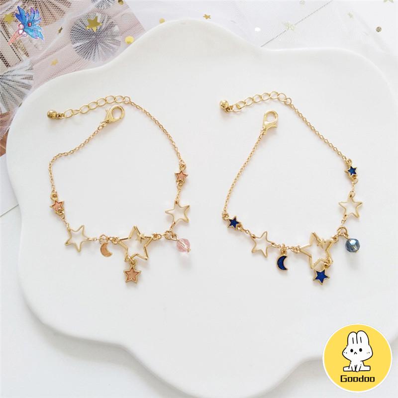 Korea Bintang Gelang Bulan Lucu Liontin Gelang Wanita Fashion Perhiasan Aksesoris -Doo