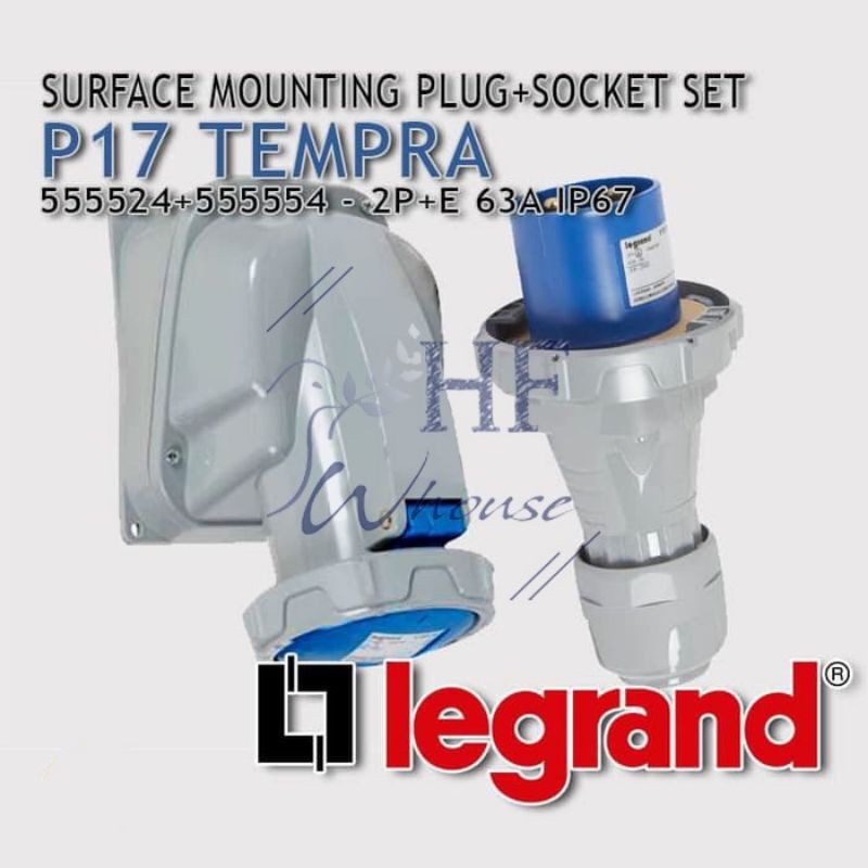 Legrand Set Surface Mounting + Plug 63A 2P+E 3Pin IP67