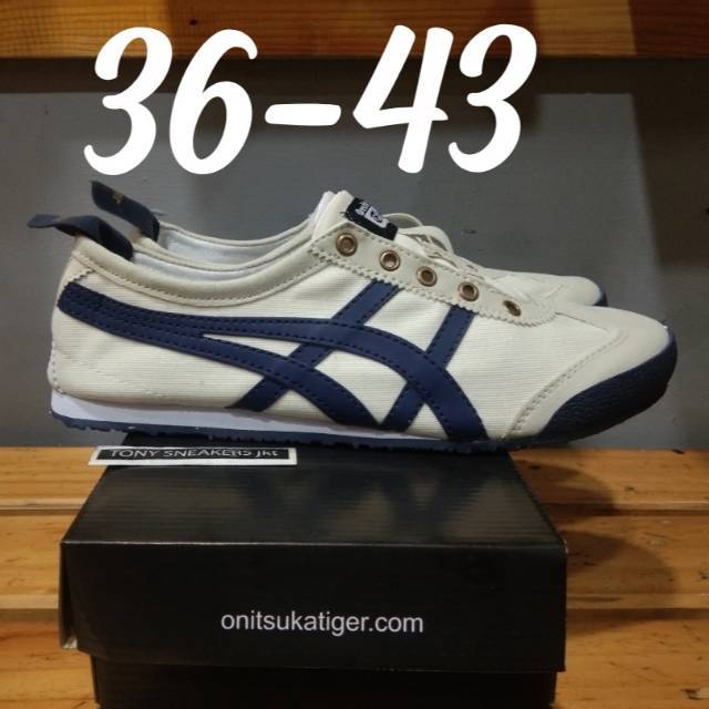 onitsuka tiger slip on cream navy