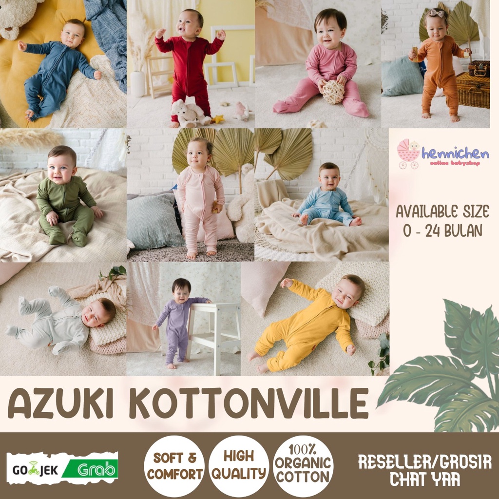 KOTTONVILLE Takoyakids Essentials Azuki Zipper Sleepsuits Resleting Sleepsuit piyama tidur