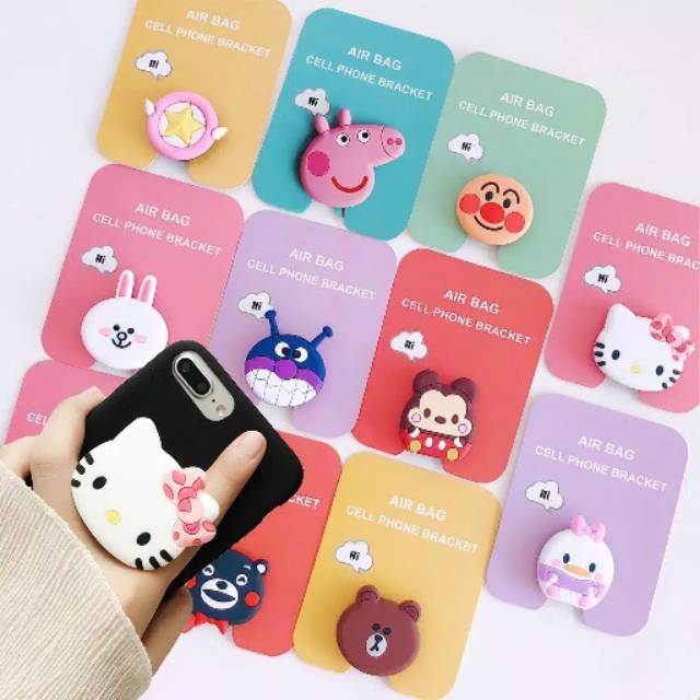 Pop Socket Karakter 3D Pegangan HP Kartun Lucu Kaitan Belakang HP Model Boneka