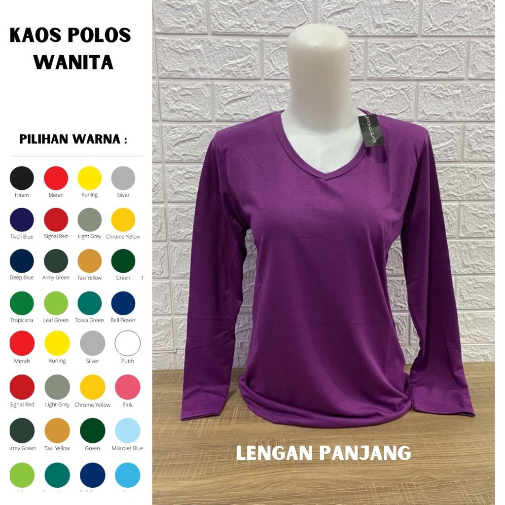 Manset Kaos Tebal V neck Kaos Polos Panjang Kaos Deker Manset Baju Hijabers