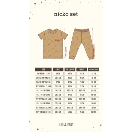 BOHOPANNA 5Y-10Y NICKO SET SETELAN PIYAMA ANAK / BAJU TIDUR ANAK