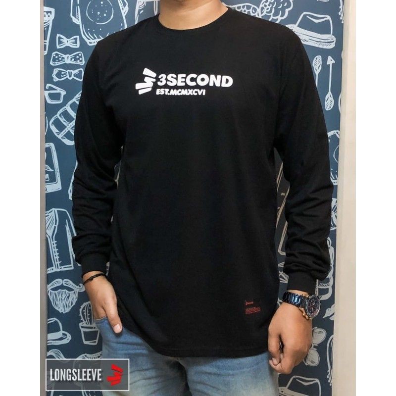 KAOS 3SECOND PRIA LENGAN PANJANG TERMURAH KAOS COWOK TERKINI
