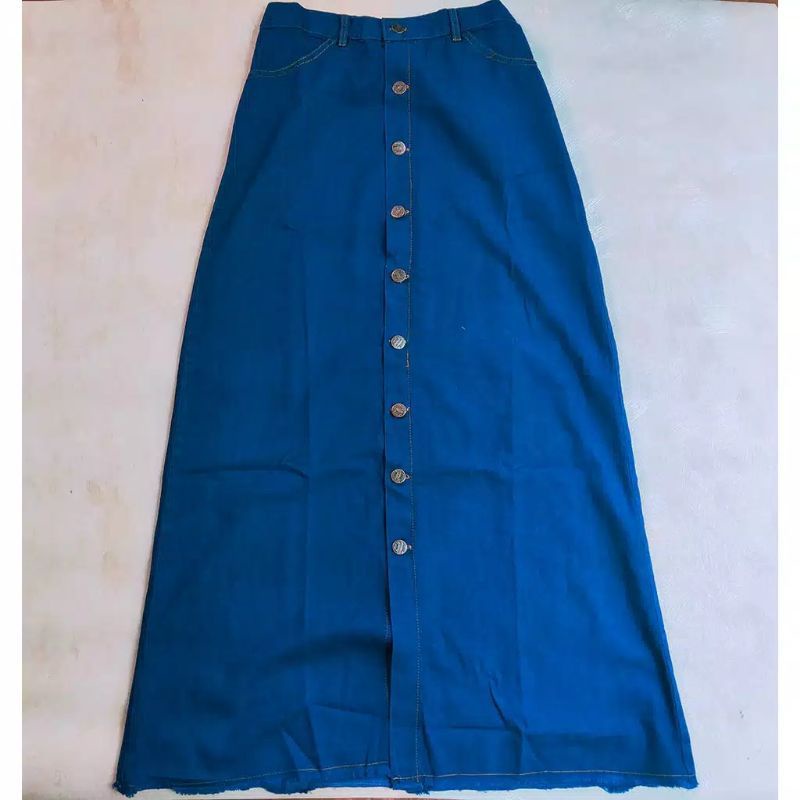 ROK PANJANG GISCA KANCING DEPAN// ROK BUTON MURAH// ROK RAWIS CANTIK-Navy