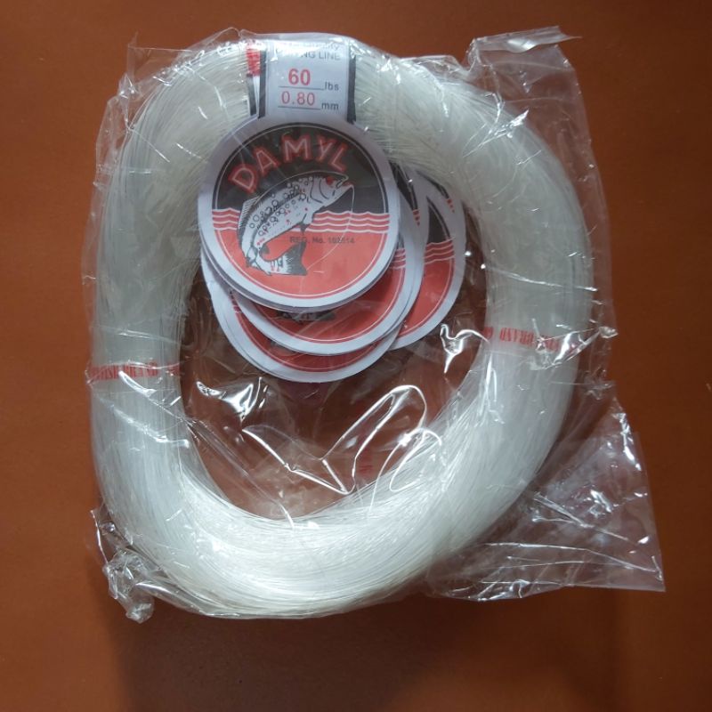 Senar pancing Damyl putih no 60 lbs, diameter 0.80 mm