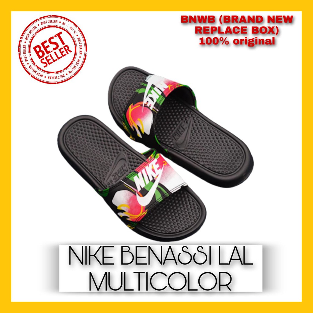 SANDAL NIKE BENASSI FLORAL MULTICOLOR ORIGINAL BNWB KUALITAS TERJAMIN BLACK SENDAL BRANDED