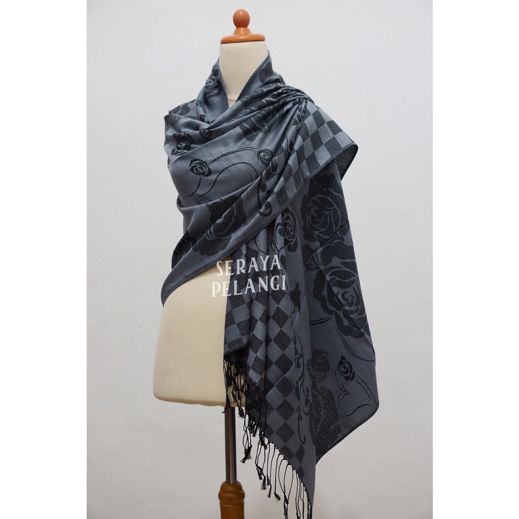 Pashmina Cashmere Motif Bunga 12 | Selendang | Scarf | Syal | Shawl | Pasmina Kashmir | Souvenir | Hadiah Ulang Tahun | Birthday Gift | Aksesoris Fashion Wanita | Import Quality | Grosir Murah | Luxury Scarf