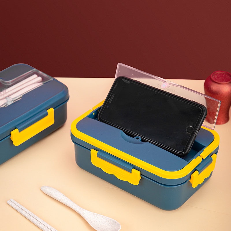 DEOS NEW LUNCH BOX SET PP JERAMI GANDUM ECO FRIENDLY WITH HANDLE FREE SENDOK DAN SUMPIT/ KOTAK MAKAN BEKAL