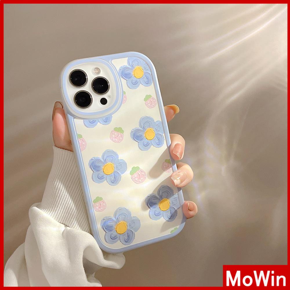 iPhone Case Silicone Soft Case Clear Case Thickened Airbag Shockproof Camera Full Coverage Protection Blue Flowers Cute For iPhone 13 Pro Max iPhone 12 Pro Max iPhone 11 7 Plus