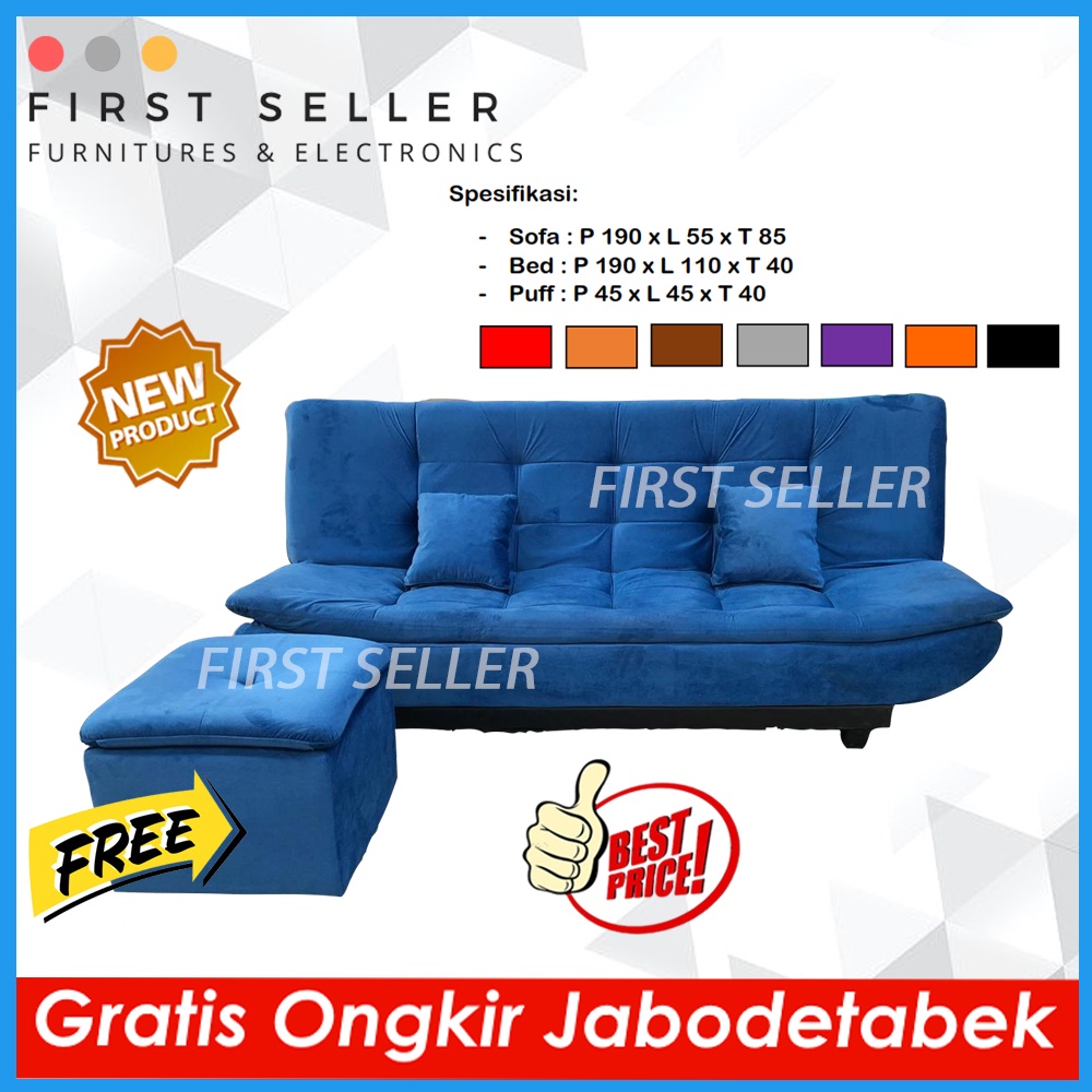 [FREE ONGKIR + PUFF] SOFABED FLUSH TOP / SOFA BED JASMINE PILLOW TOP SUPER NYAMAN MINIMALIS ORIGINAL