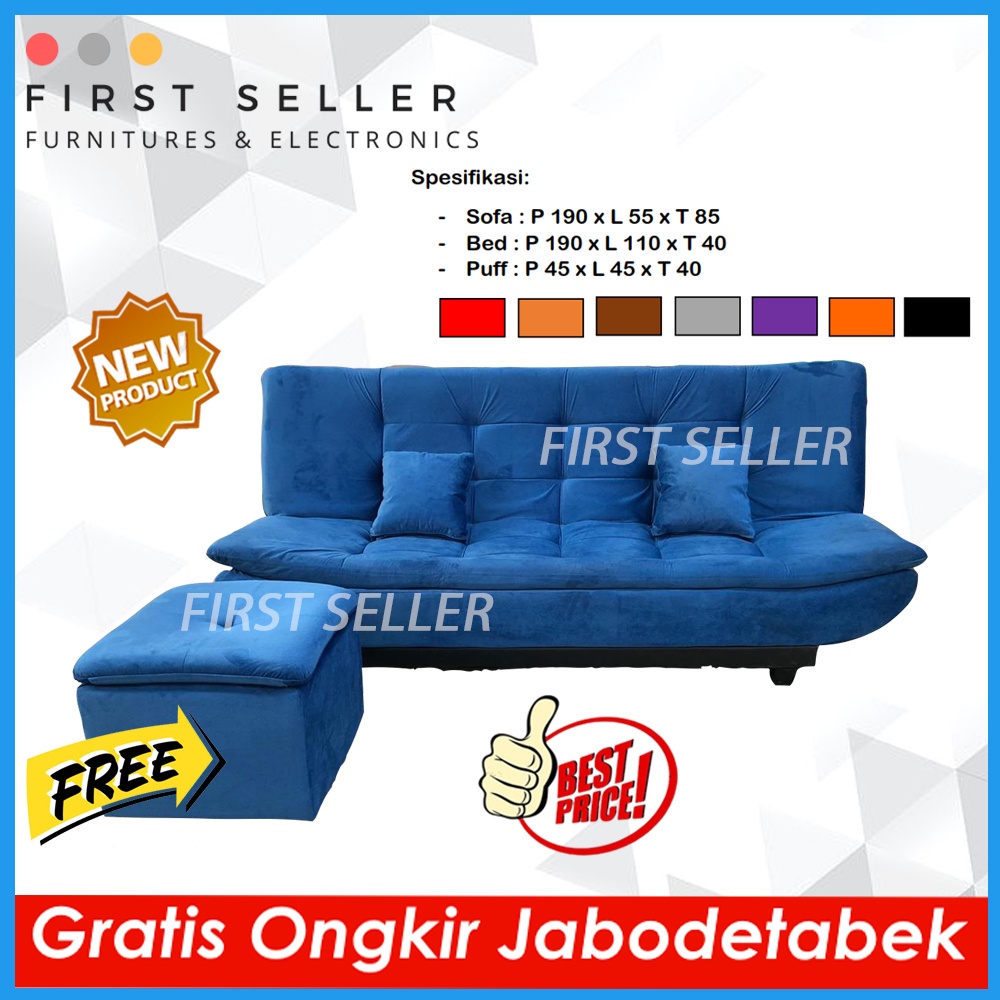 [FREE ONGKIR + PUFF] SOFABED FLUSH TOP / SOFA BED JASMINE PILLOW TOP SUPER NYAMAN MINIMALIS ORIGINAL