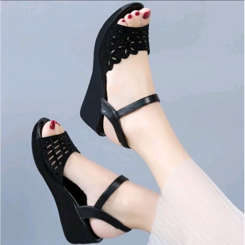 ABBUSHOES Nn 27 wedges sol karet  pasir tali mochi-mochi 5cm