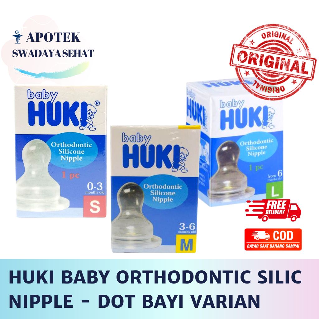 HUKI BABY Dot Nipple Orthodontic Silicone - Dot Gepeng Bayi Ukuran S M L Membentuk Gigi Rahang