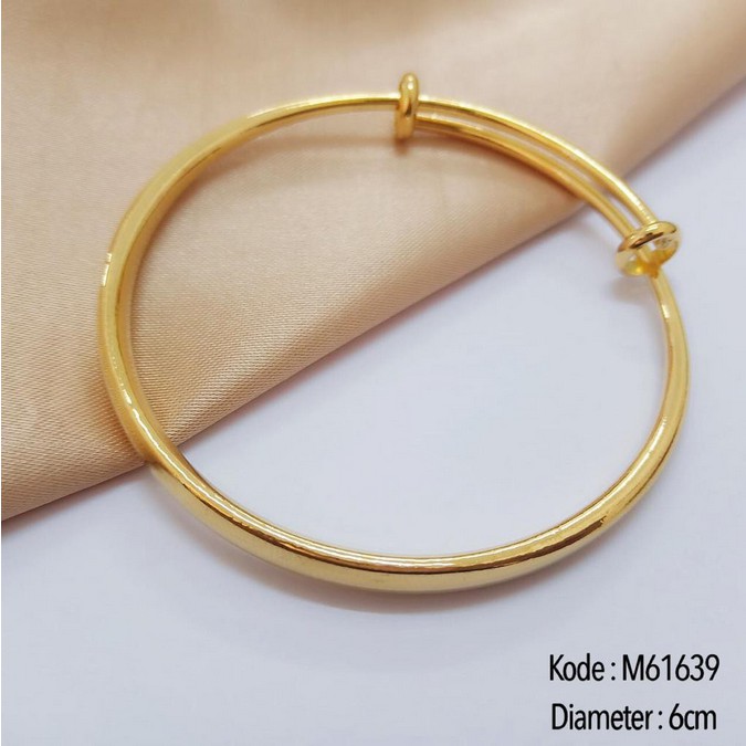 Gelang Tangan Bulat Wanita Dewasa Lapis Emas Polos Halus Cantik