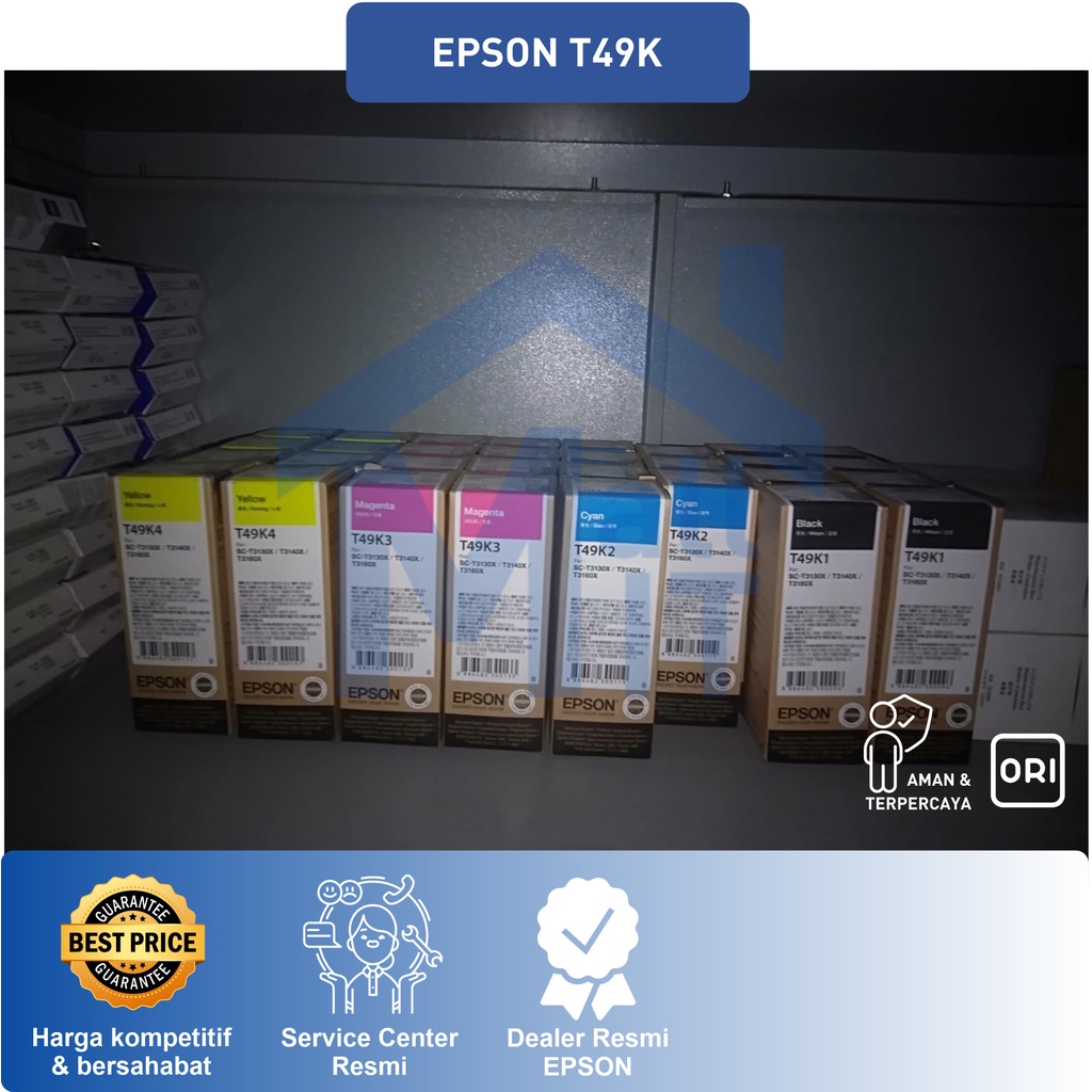 TINTA CATRIDGE EPSON T49K T49K1 T49K2 T49K3 T49K4 UNTUK PRINTER T3130X T-49K T 49 ORIGINAL