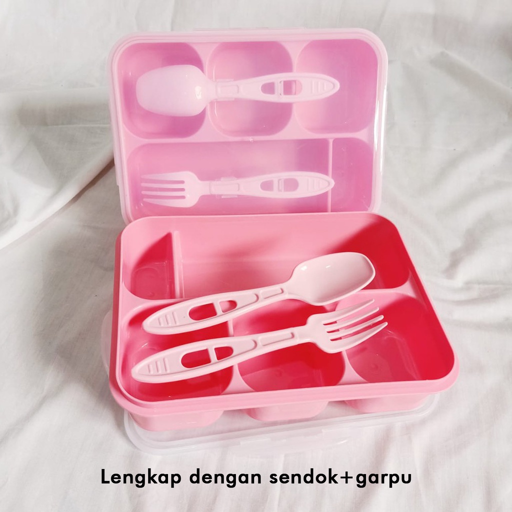 Kotak bekal makanan lunch box Pinky tempat penyimpan makanan