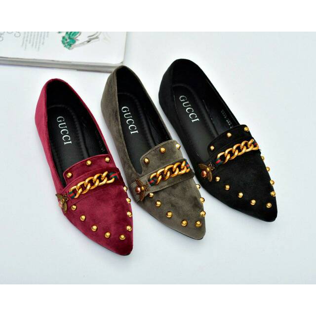 SALE Sepatu Gucci* B558-283 Flat Shoes wanita branded batam fashion import