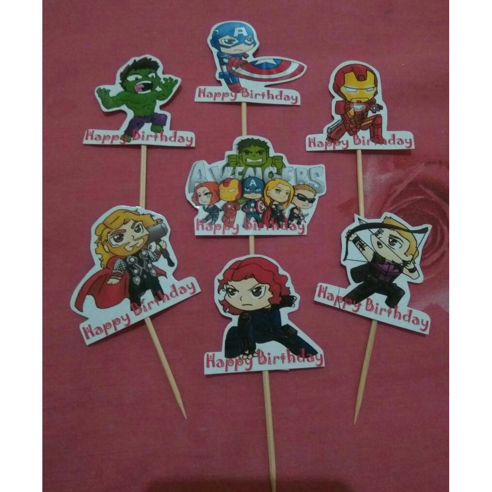 

topper kertas tusukan avengers cupcake kue tart hiasan cake