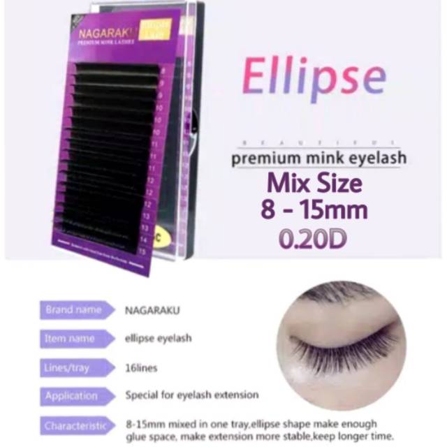 NAGARAKU Premium Ellipse Lash Mix Size 0.15C / 0.20D