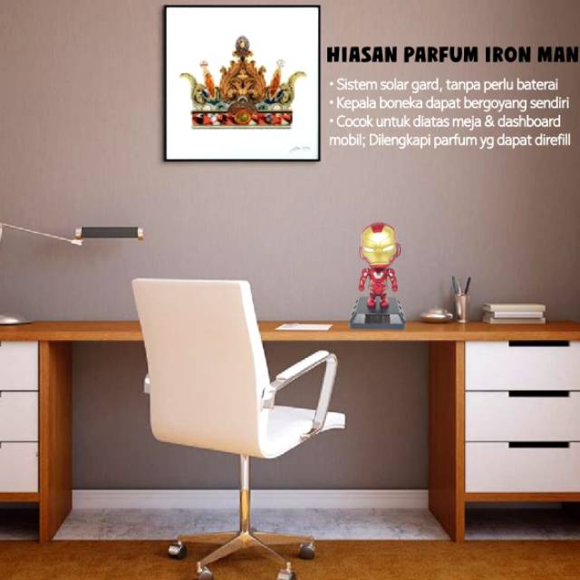 Hiasan Dashboard mobil pajangan ruangan+ Bonus parfum Ironman besar kepala