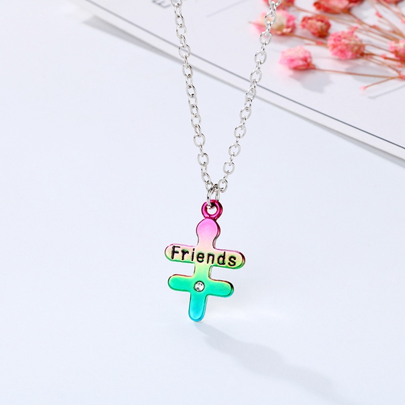 3pcs / Set Kalung Persahabatan Bentuk Hati Motif Tulisan Best Friend Forever Warna-Warni