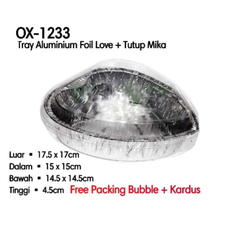 Aluminium Foil Tray HATI LOVE Ox 1233 dan tutup lid mika Alumunium Cup