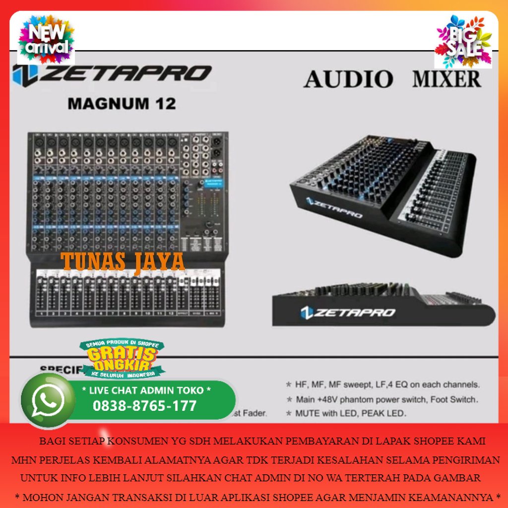 Jual MIXER AUDIO ZETAPRO MAGNUM12 MAGNUM 12 12 CHANNEL ORIGINAL