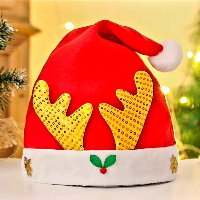 NEW Topi Natal Premium Cosplay Kostum Santa Hat Murah Topi Rusa Merah GROSIR