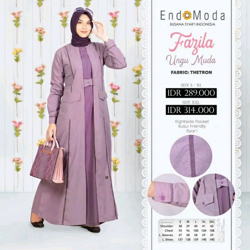Endomoda Fazila Ungu / Gamis Cewek Model Masa Kini / Gamis Original Paling Hits