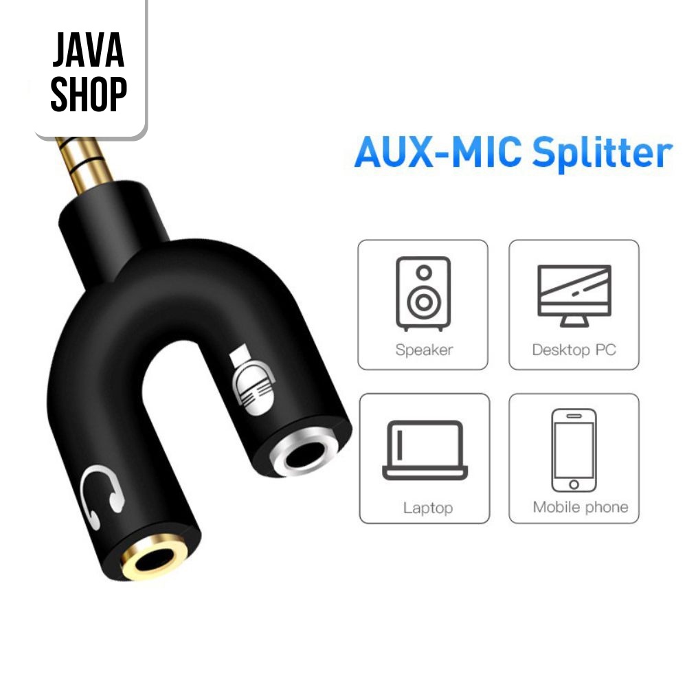 JAVASHOP Audio Splitter 2 in 1 Penghubung MIC &amp; Audio Jack 3.5mm Converter