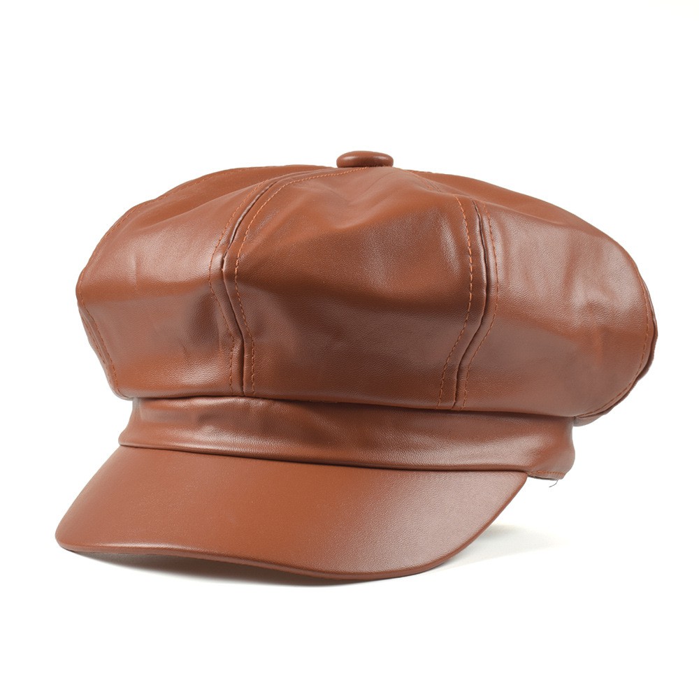 BEKL beret kulit kpop idol topi korean pu leather painter hat mangaka import winter