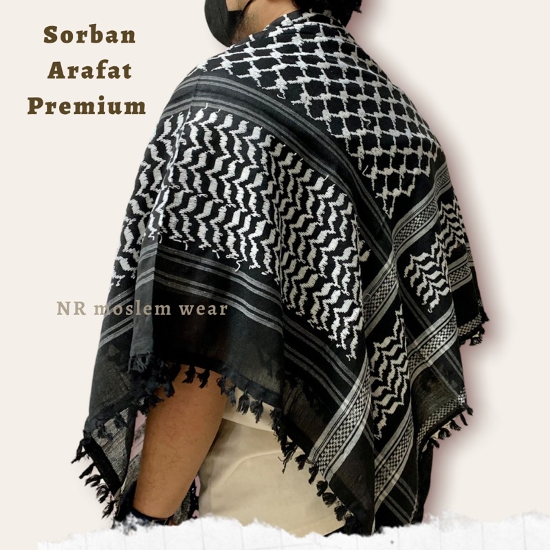 SORBAN ARAFAT PREMIUM HITAM PUTIH