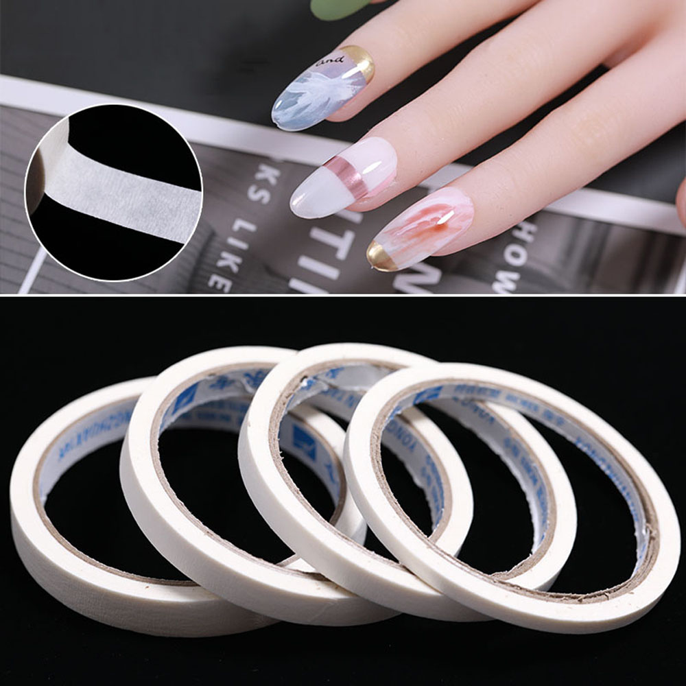 Needway  5pcs / Set Tape Stiker Kuku Warna Putih Untuk Dekorasi Nail Art / Manicure