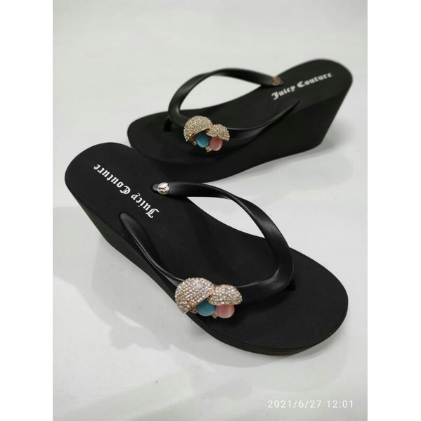 Sandal Jepit JUICY COUTURE Mushroom Jamur Wedges / Juicy Couture tali polos pin Jamur