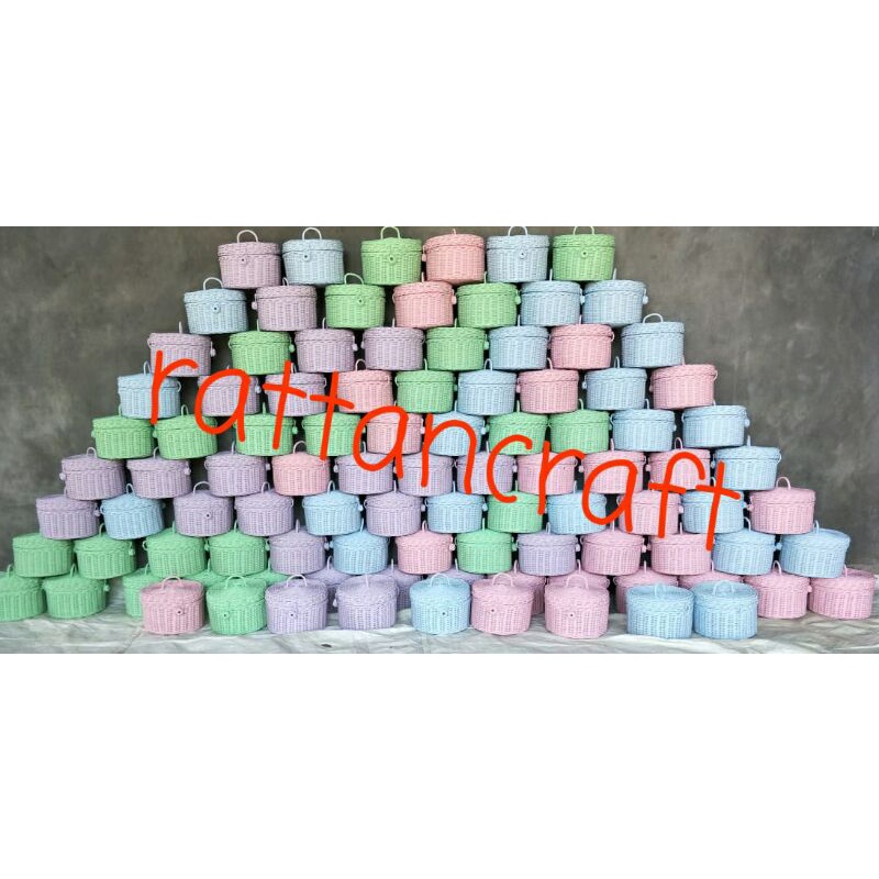 Keranjang Bulat Tutup/Tenong Rotan/Rotan Hampers/Keranjang Rotan Tenteng