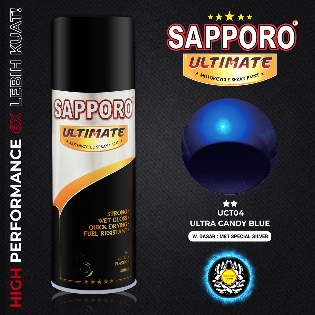 SAPPORO ULTIMATE UCT04 ULTRA CANDY BLUE CAT SEMPROT 400 ML CAT MOTOR AEROSOL PYLOX CANDYTONE BIRU UC