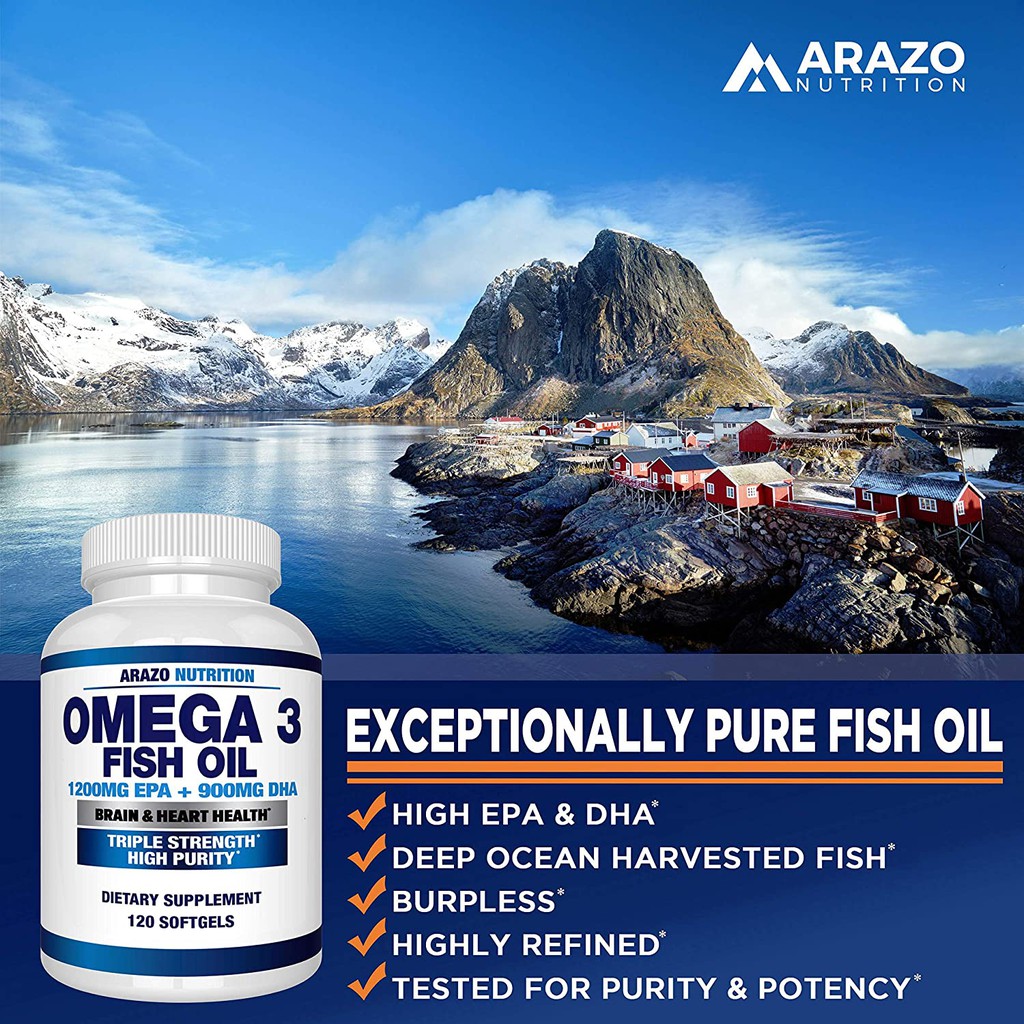 Arazo Nutrition Omega 3 Fish Oil 4,080MG High EPA 1200mg DHA 900mg