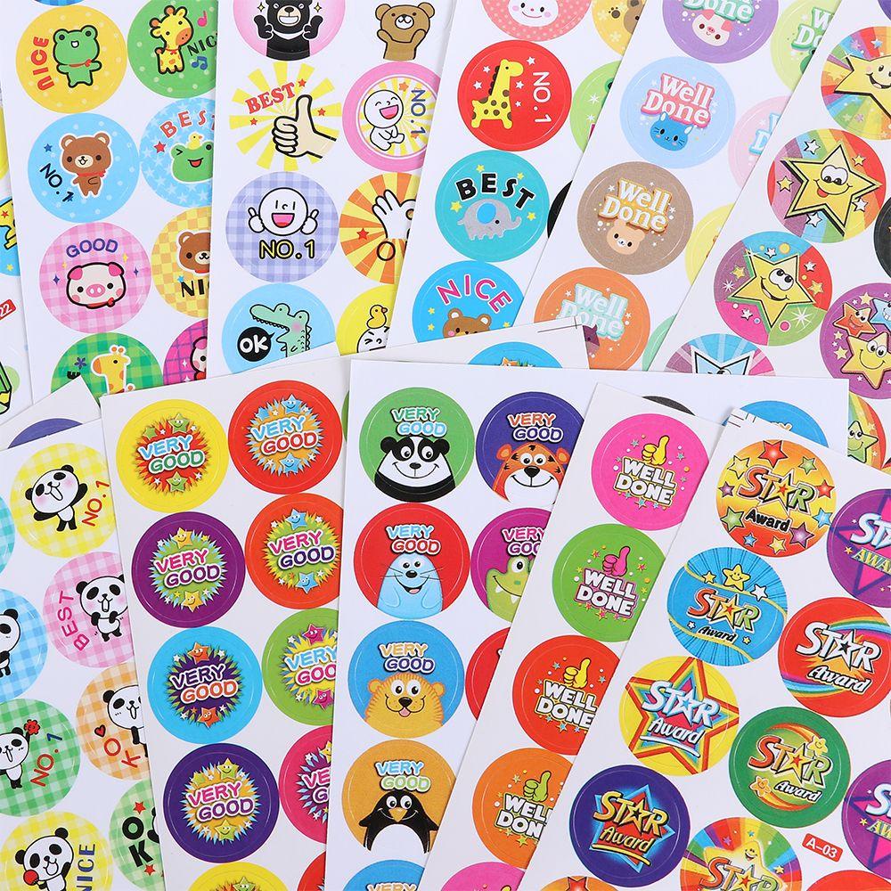 Wonder 240pcs Stiker Hadiah Kartun Penghargaan Ibu Guru Perlengkapan Sekolah Label Puji