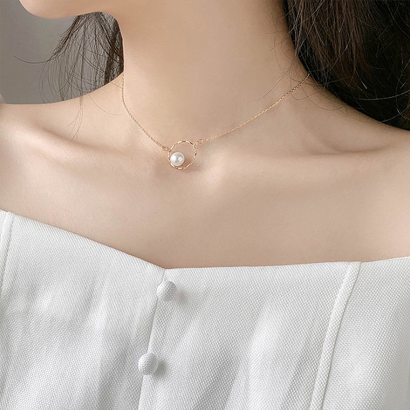 Korean Minimalist Pearl Choker Necklace Women Girls Fashion Geometric Temperaments Necklaces Net Red Jewelry Accessories