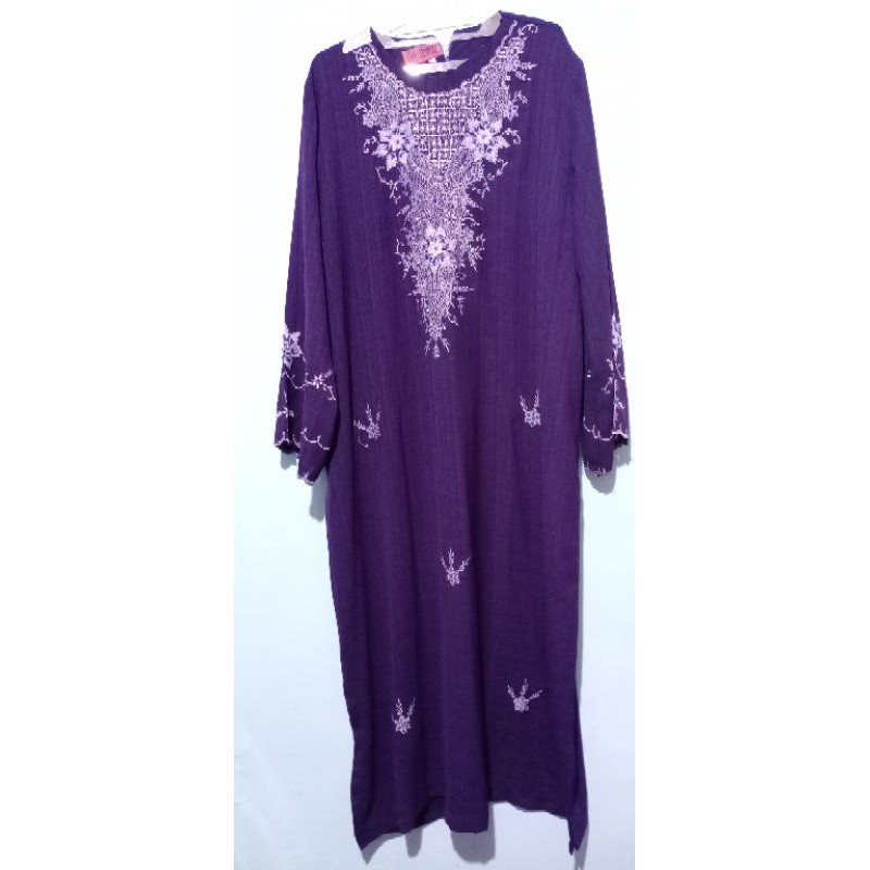 Preloved/second ld 120 jumbo Gamis Ungu Bordir brand sonni /gamis bekas