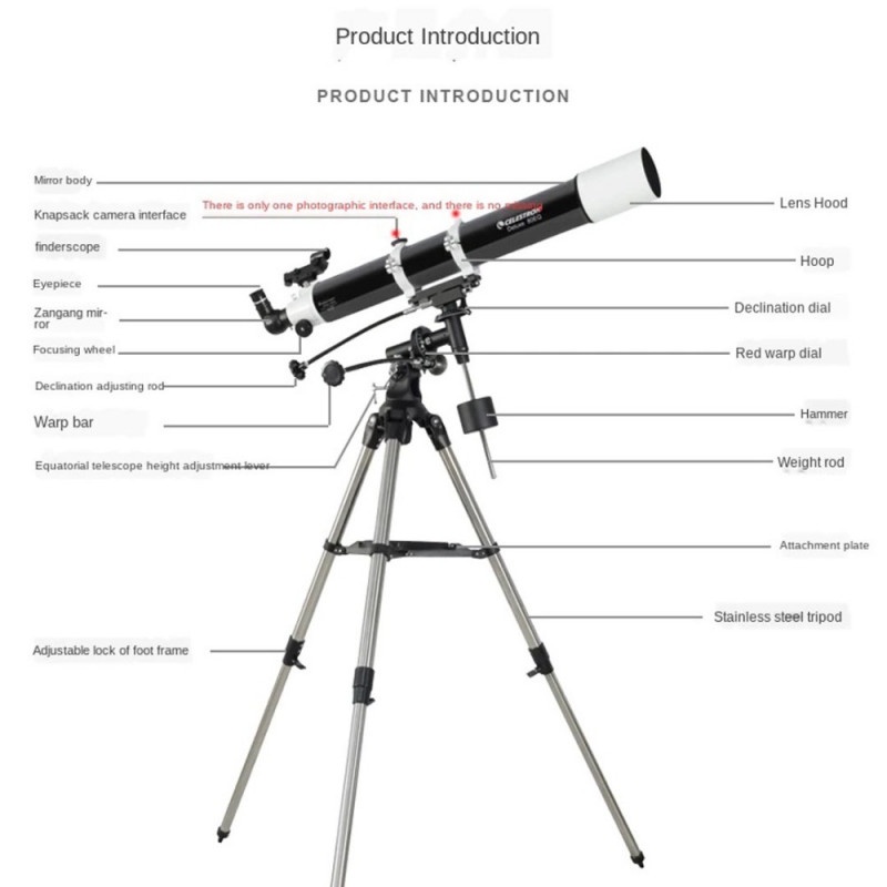 Teropong Bintang Planet Teleskop Luar Angkasa Astronomi 80mm Zoom 225X