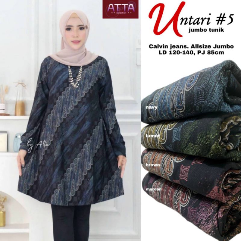 Tunik Jumbo Big Size LD 120 - 140 cm 3L 4L 5L Panjang 85 cm Bahan Calvin Jeans Ori Atta Untari #5