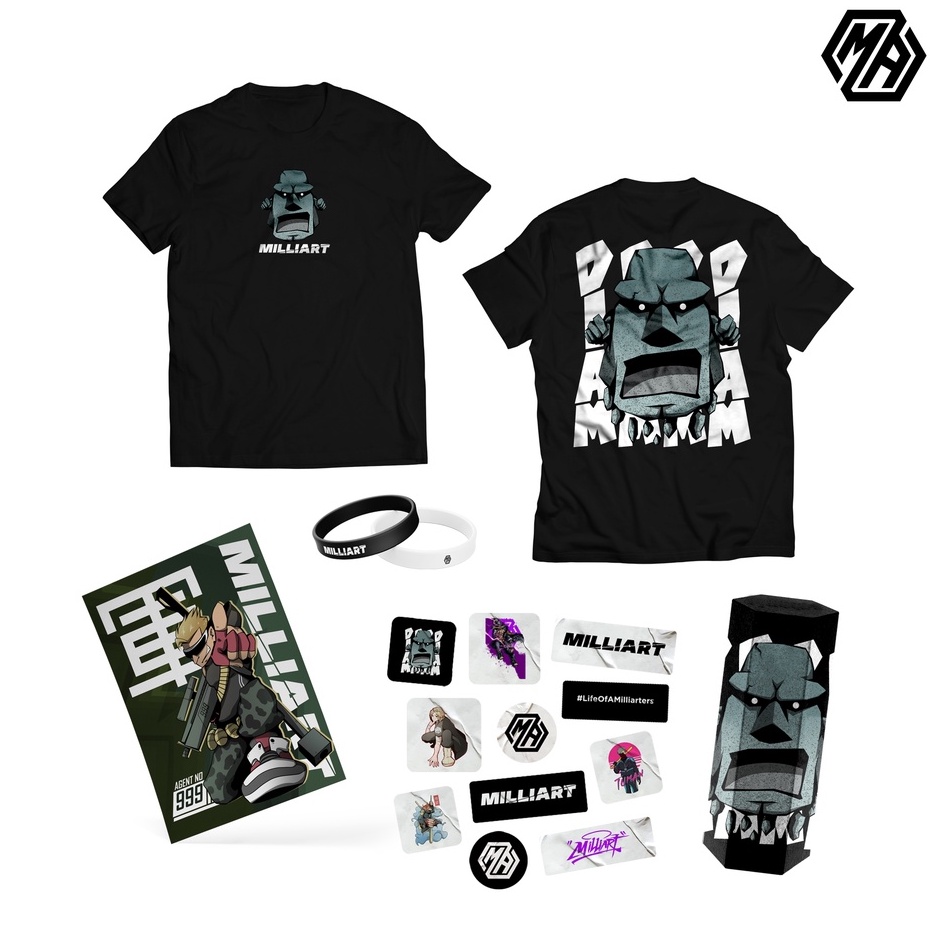 PAKET HEMAT KAOS DIAM | KAOS EMOJI BATU | T-SHIRT MILLIART SERIES 03